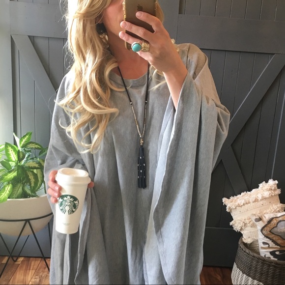 SOLD OUT! Boho Grey Cotton Tunic Pullover Sweater - Picture 8 of 8
